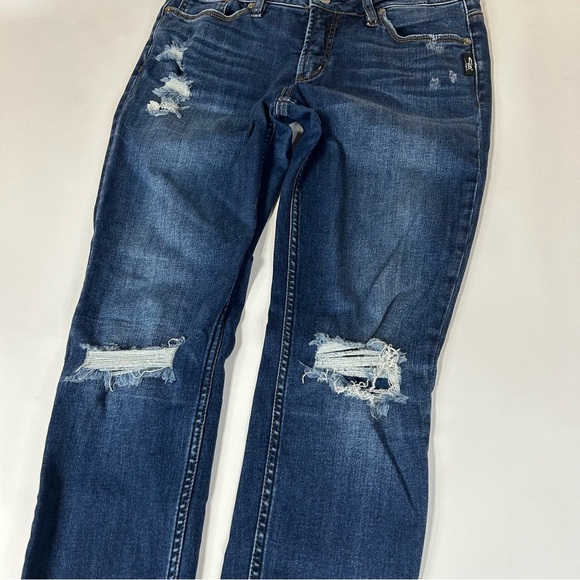 Silver Jeans Women’s Suki Skinny W29/L29 Dark Wash Distressed Blue Denim #1536 - Picture 5 of 14